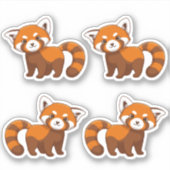 Sticker Ensemble de 4 pandas rouges mignons (Devant)
