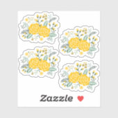 Sticker Ensemble de 4 Rose Jaune du Texas Custom Cut (Feuille)