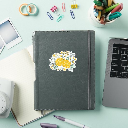 Sticker Ensemble de 4 Rose Jaune du Texas Custom Cut