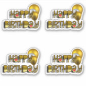 Sticker Ensemble de 4 scènes d'anniversaire brillantes (Devant)
