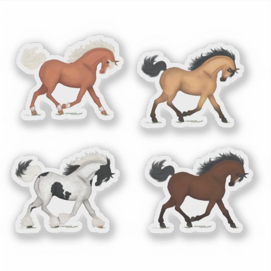 Sticker Ensemble de 4 Sorrel, Buckskin, Gitans et Chevaux  (Devant)