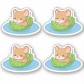 Sticker Ensemble de 4 souris mignonnes dans un bateau en f (Devant)
