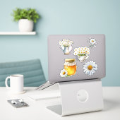 Sticker Ensemble de 5 Blancs (Ordinateur portable sur le bureau)