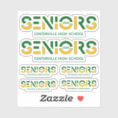 Sticker Ensemble de 6 Aînés 2 Couleurs Vert et Jaune tranc (Feuille)