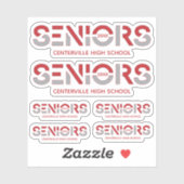 Sticker Ensemble de 6 aînés couleur gris rouge et argent t (Feuille)