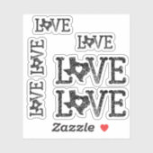 Sticker Ensemble de 6 Black Distressed Texas Love Custom-C (Feuille)