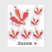 Sticker Ensemble de 6 Go Red ! ! ! Chili Poivrons Coupe su (Feuille)