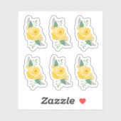Sticker Ensemble de 6 Rose jaune du Texas - Rose simple (Feuille)