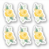 Sticker Ensemble de 6 Rose jaune du Texas - Rose simple (Devant)