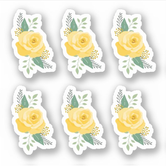 Sticker Ensemble de 6 Rose jaune du Texas - Rose simple (Devant)