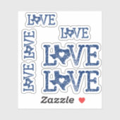 Sticker Ensemble de 6 Texas Love State Drapeau bleu (Feuille)