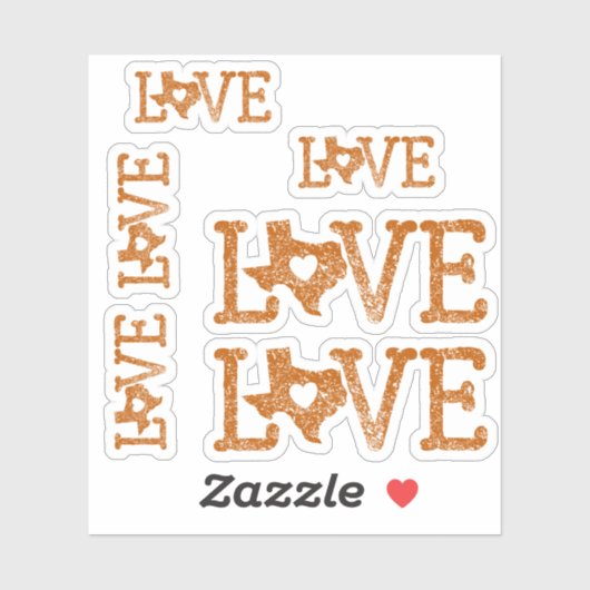 Sticker Ensemble de 6 Texas Perdu Amour Burnt Orange (Feuille)