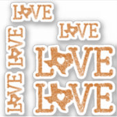 Sticker Ensemble de 6 Texas Perdu Amour Burnt Orange (Devant)