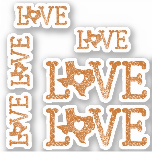Sticker Ensemble de 6 Texas Perdu Amour Burnt Orange (Devant)