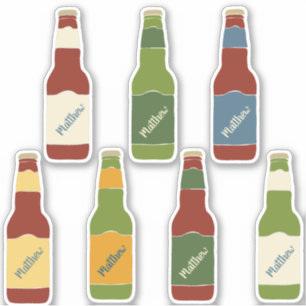 Sticker Ensemble de 7 bouteilles de bière personnalisées
