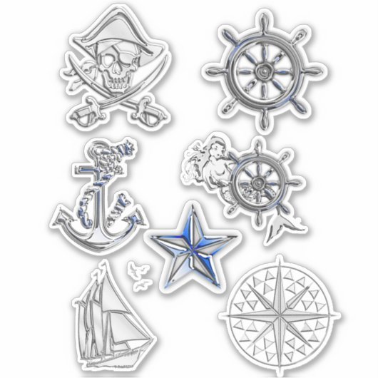 Sticker Ensemble de 7 éléments de conception nautique (Devant)
