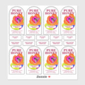 Sticker Ensemble de 8 Pop Art Flower Transparent Miel Jar  (Feuille)