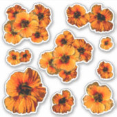 Sticker Ensemble de 9 fleurs de capucine stylisées orange (Devant)