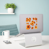 Sticker Ensemble de 9 fleurs de capucine stylisées orange (Ordinateur portable sur le bureau)