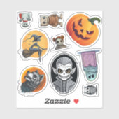 Sticker Ensemble de 9 Halloween Éffrayants (Feuille)