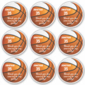 Sticker ensemble de 9 orange blanc basketball parti pour é (Devant)