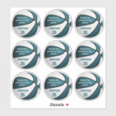 Sticker ensemble de 9 turquoise blanc de basket parti pour (Feuille)