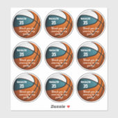 Sticker ensemble de 9 turquoise blanc de basket parti pour (Feuille)
