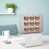 Sticker ensemble de 9 turquoise blanc de basket parti pour (Ordinateur portable sur le bureau)