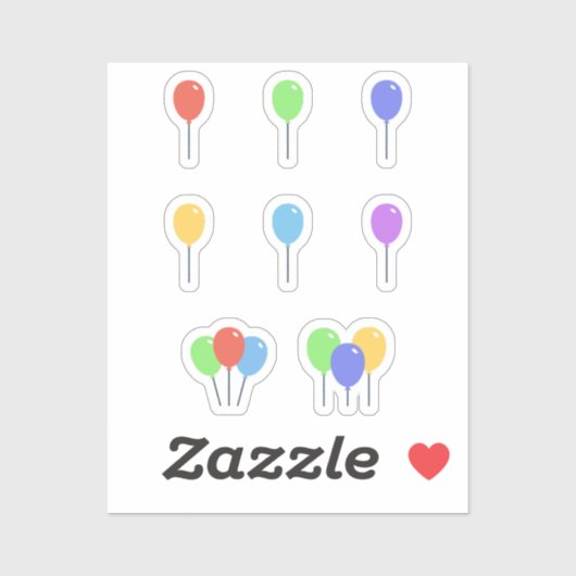 Sticker Ensemble de ballons colorés (Feuille)