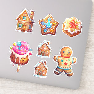 Sticker Ensemble de biscuits de Noël en pain d'épices mign