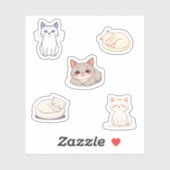 Sticker Ensemble de chatons de dessin animé mignons (Feuille)