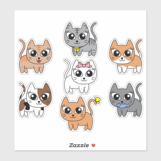 Sticker ensemble de chats Cool (Feuille)