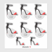 Sticker Ensemble de chaussures à talon élevé, monogramme p (Feuille)