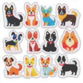 Sticker Ensemble de chiens adorables (Devant)