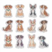 Sticker Ensemble de chiens adorables (Devant)
