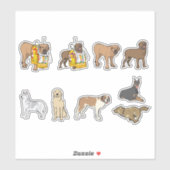 Sticker ensemble de chiens mignons (Feuille)
