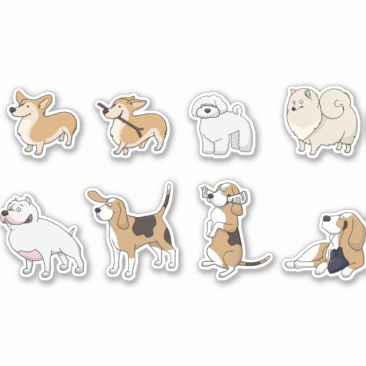 Sticker ensemble de chiens mignons (Devant)