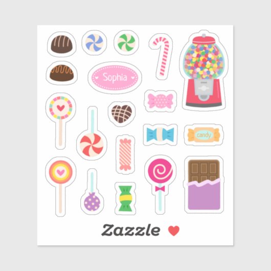 Sticker Ensemble de chocolats et de friandises sucrés (Feuille)