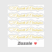 Sticker Ensemble de cinq cœurs dorés personnalisables de s (Feuille)