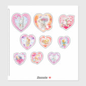Sticker Ensemble de coeurs mignons (Feuille)