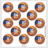 Sticker ensemble de couleurs de l'équipe de basket orange  (Feuille)