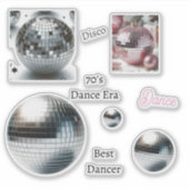 Sticker Ensemble de danse à boule disco vinyle des années (Devant)