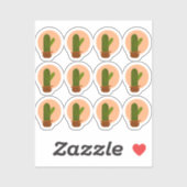 Sticker Ensemble de design bohème de cactus moderne en pot (Feuille)