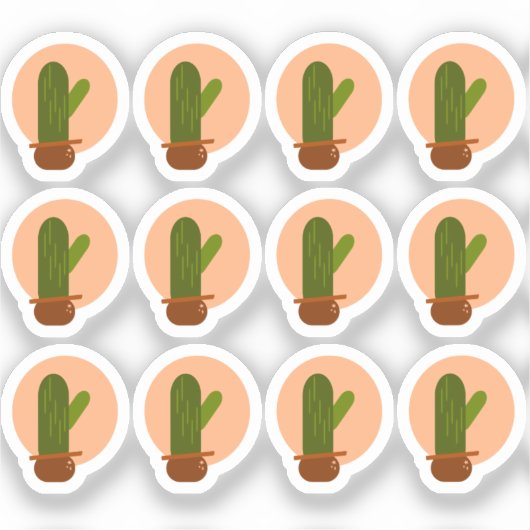 Sticker Ensemble de design bohème de cactus moderne en pot (Recto)