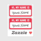 Sticker Ensemble de deux Hi Personnalisé Mon nom est Stick (Feuille)