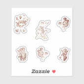 Sticker Ensemble de fleurs d'anges chérubins cupidons rose (Feuille)