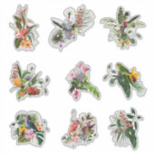 Sticker Ensemble de fleurs tropicales, feuilles de palmier (Devant)