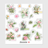 Sticker Ensemble de fleurs tropicales, feuilles de palmier (Feuille)