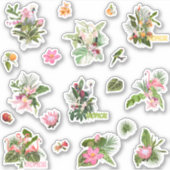 Sticker Ensemble de fleurs tropicales, feuilles de palmier (Devant)