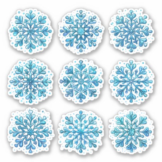 Sticker Ensemble de flocons de neige bleus (Devant)